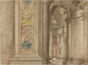 Het interieur van de Sint-Pietersbasiliek, Rome