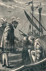 De koning bezoekt Vasco da Gama, 1904