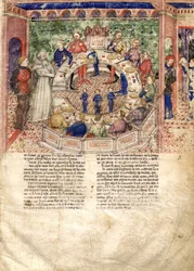 De Ridders van de Ronde Tafel Miniatuur uit La Quête du Saint Graal et la Mort d