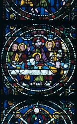 Het Laatste Avondmaal, glas-in-lood, Kathedraal van Chartres, Frankrijk, 1205-1215