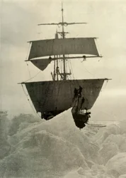De Nimrod vastgehouden in het ijs, 1908