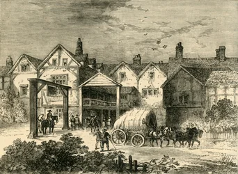 De oude Tabard Inn, in de zeventiende eeuw, ca. 1878
