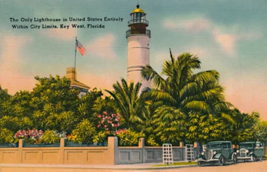 De enige vuurtoren in de Verenigde Staten volledig binnen de stadsgrenzen, Key West, Florida