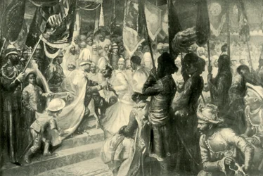 De Prins van Wales verleent de Orde van de Ster van India in Calcutta, 1901