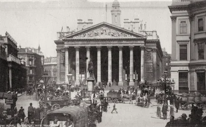 De Royal Exchange, Londen, eind 19e of begin 20e eeuw