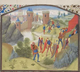 Het Beleg van Antiochië. Miniatuur uit de Historia door Willem van Tyrus, 1460s