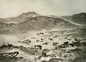 Het begin van een sneeuwstorm bij de winterkwartieren, ca. 1908, 1909