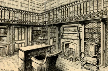 De Studie in Abbotsford, Met het Bureau en de Stoel van Sir Walter Scott, 1882