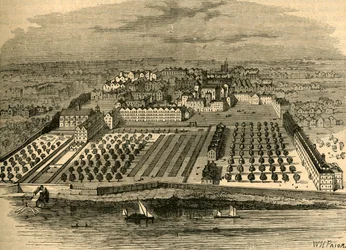 De Tempel in 1671. Uit een oud vogelvluchtzicht in de binnenste tempel, 1897