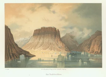 De Teufelsschloss in Kejser Franz Joseph Fjord. De tweede Duitse noordpool expeditie naar de Arctis