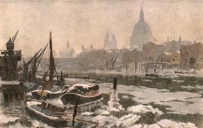 De Theems: Een strenge winter, ca. 1900