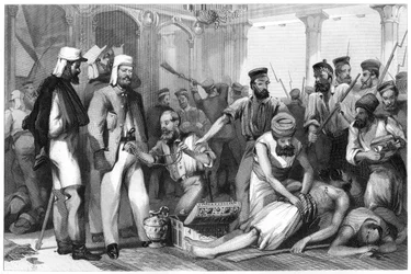 De correspondent van The Times kijkt toe bij het plunderen van de Kaiser Bagh, 1858, ca. 1860