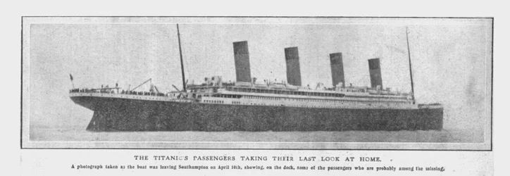 De passagiers van de Titanic nemen hun laatste blik op hun thuis