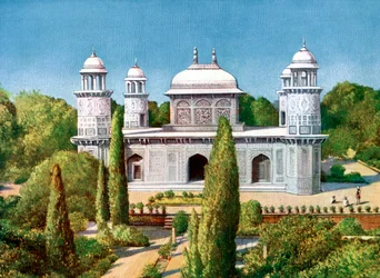 Het graf van Itmad-ud-Dowlah, Agra, India, begin 20e eeuw