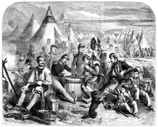 Het vermaak van de soldaten voor Sebastopol, 1855