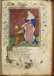 De auteur presenteert zijn boek aan Hendrik V uit Thomas Hoccleves Regiment of Princes, 15e eeuw