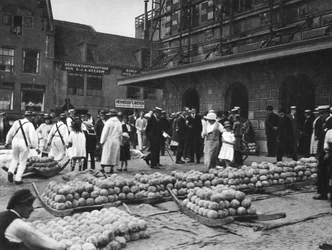 De kaasmarkt op vrijdag, Alkmaar, Nederland, ca. 1934
