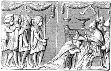 De kroning van keizer Sigismund 1368-1437 door paus Eugenius IV, 15e eeuw, 1849