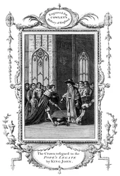 De kroon overgedragen aan de pauselijke legaat door koning Jan 1167-1216, 1213