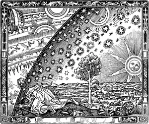 De rand van het firmament, gravure van Flammarion uit L