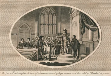 De vijf leden van het Lagerhuis beschuldigd van hoogverraad, 1642-1793