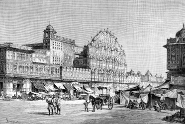 De hoofdstraat in Jaipur, India, 1895