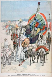 De grote jaarlijkse karavanen die naar het noorden trekken, Gourara, Algerije, 1903