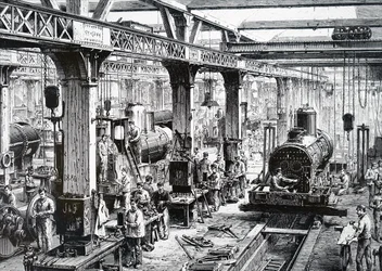 De productievloer van de Société Alsacienne de Constructions Mécaniques