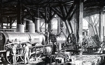De productievloer van de Société Alsacienne de Constructions Mécaniques
