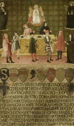 Het kantoor van de belastinginner Biccherna van Siena, 1451-1452