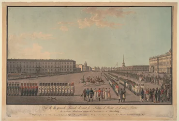 De parade voor het Winterpaleis in Sint-Petersburg, 1799