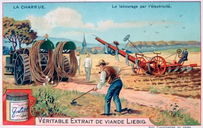 De ploeg, ploegen met elektriciteit, c1900
