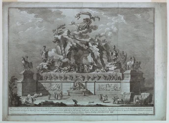 De voorstelling van de Etna met de smidse van Vulcanus