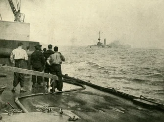 Het zinken van de Duitse kruiser Mainz, 28 augustus 1914, ca. 1920