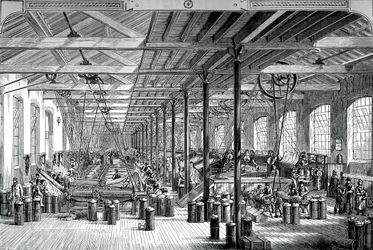 De spinzaal in de Shadwell touwfabriek, c1880