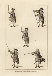 De staande en marcherende saluut oefeningen