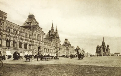 De bovenste handelsrijen op het Rode Plein, Moskou, Rusland, 1910s