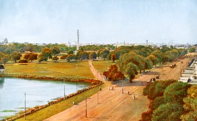 Het uitzicht vanaf Chowringhee, Calcutta, India