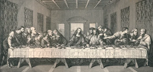 De muurschildering van `Het Laatste Avondmaal`, in Milaan