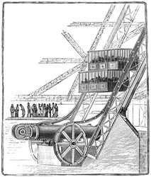 De put van de Roux Combaluzier lift, Eiffeltoren, Parijs