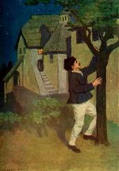 De jonge man schudt drie keer aan een boom, 1917