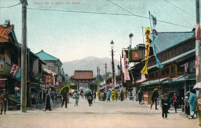 Theaterstraat van Kobe, ca. 1900