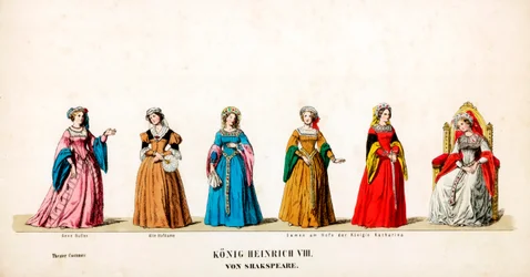 Theaterkostuumontwerpen voor Shakespeares toneelstuk, Henry VIII, 19e eeuw