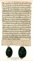Eigendomstitel voor eigendommen rond de Guildhall, City of London, ca. 1182-1201, 1886