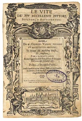 Titelpagina uit: Giorgio Vasari, De Levens van de Meest Uitstekende Italiaanse Schilders..., 1568