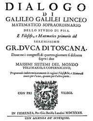 Titelpagina van Dialogo, door Galileo, 1632