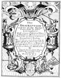 Titelpagina van De Beschrijving en Gebruik van de Sector door Edmund Gunter, 1636