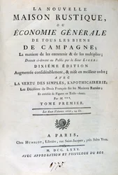 Titelpagina van La Nouvelle Maison Rustique, ou Economie Générale, 1775