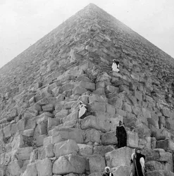 Toeristenhoek, de Grote Piramide van Gizeh, Egypte, 20e eeuw