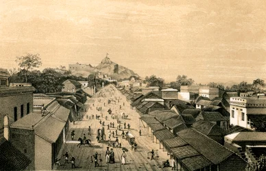 Stad en fort van Trichinopoly, India, 1847